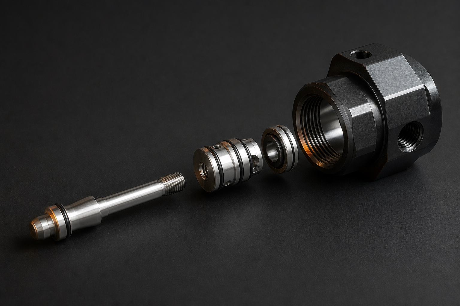 CNC turned valve components with precision sealing features