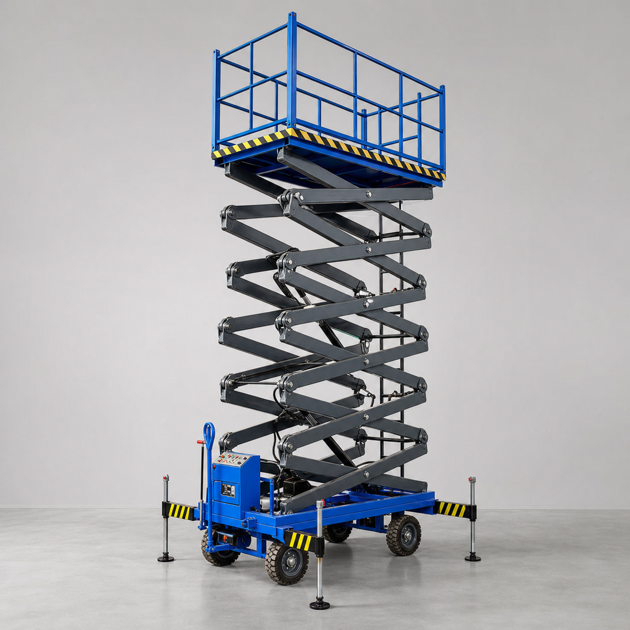 Mobile scissor lift representing industrial equipment