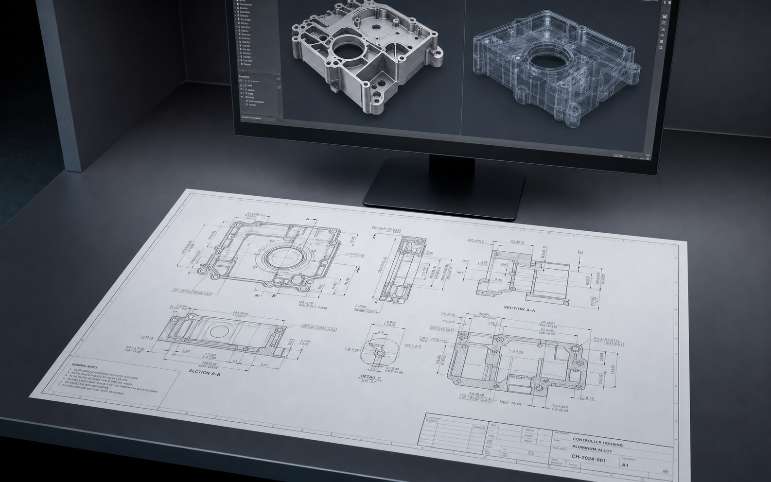 Engineering drawing and CAD model review