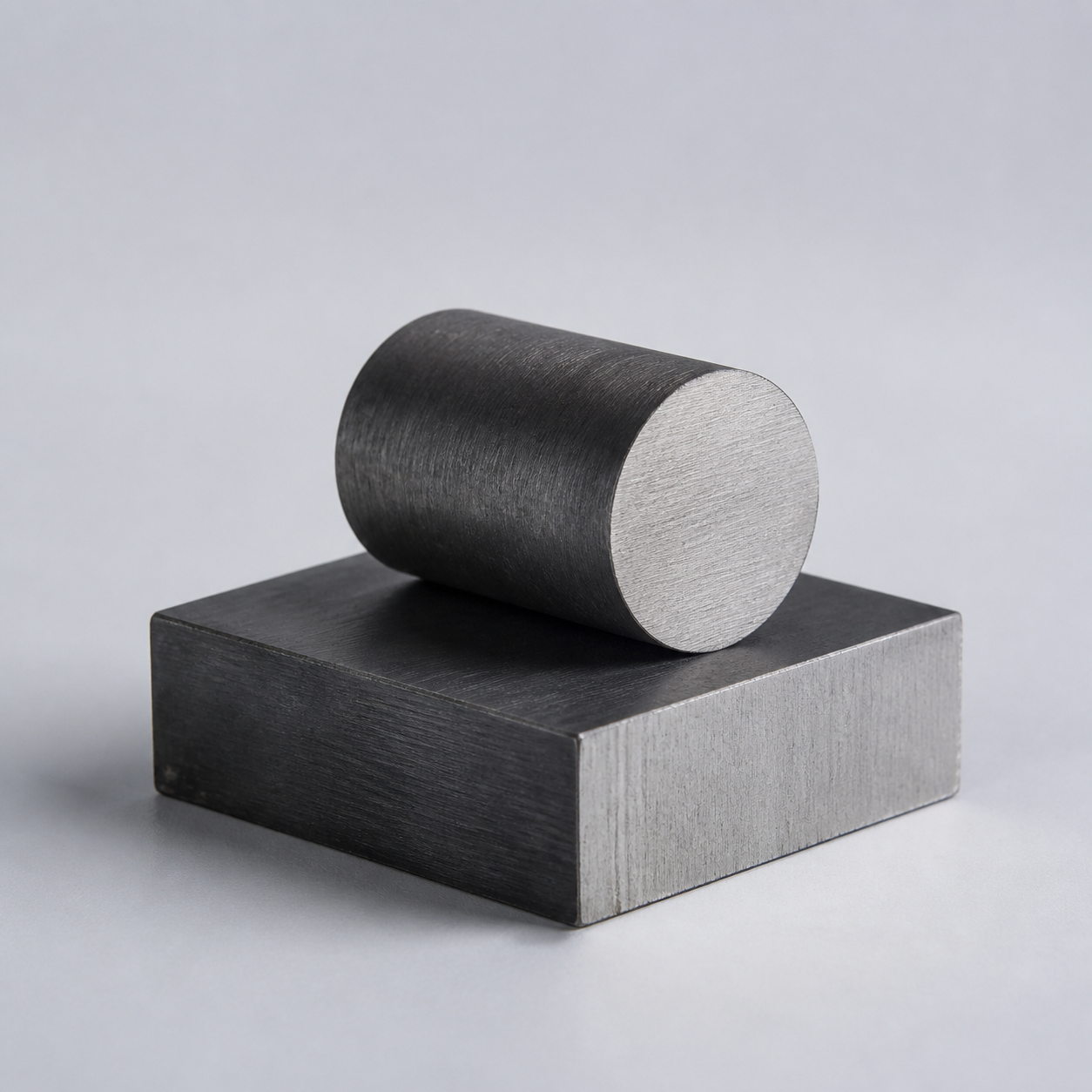 Carbon steel stock and precision machined sample