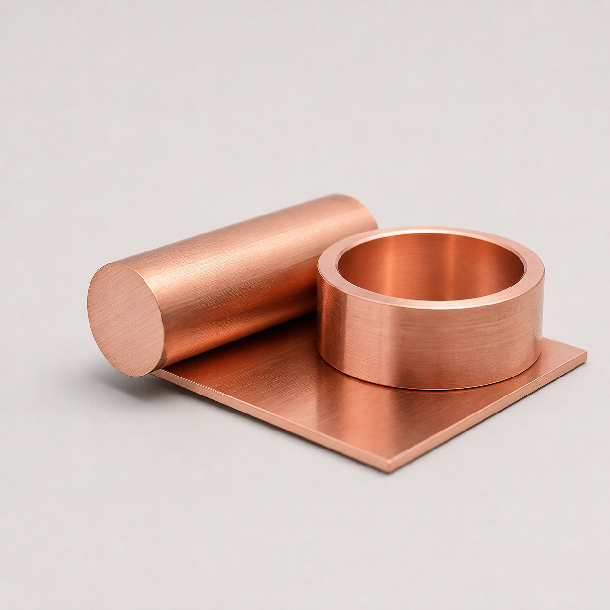 Copper stock and precision machined sample