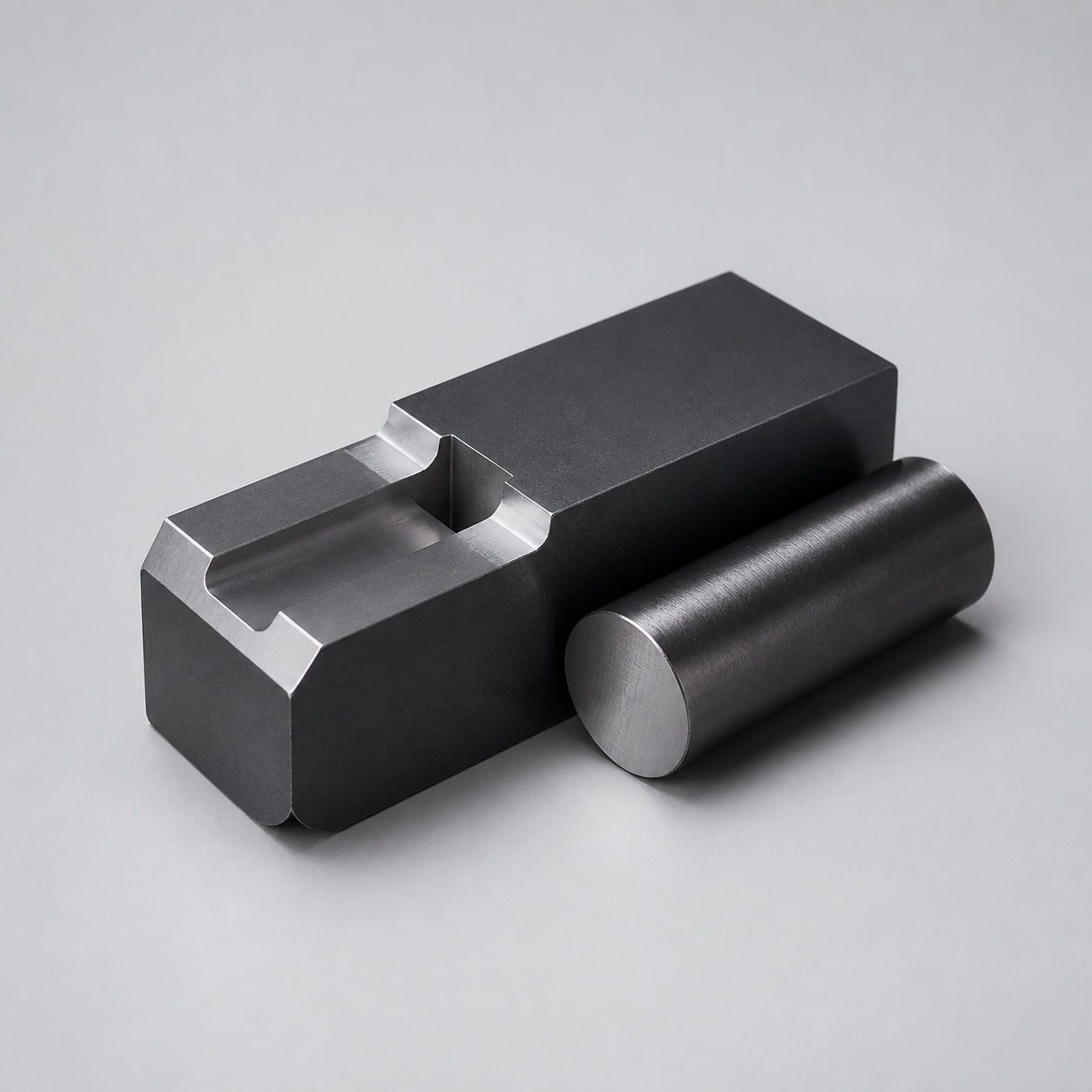 Tool steel stock and precision machined sample