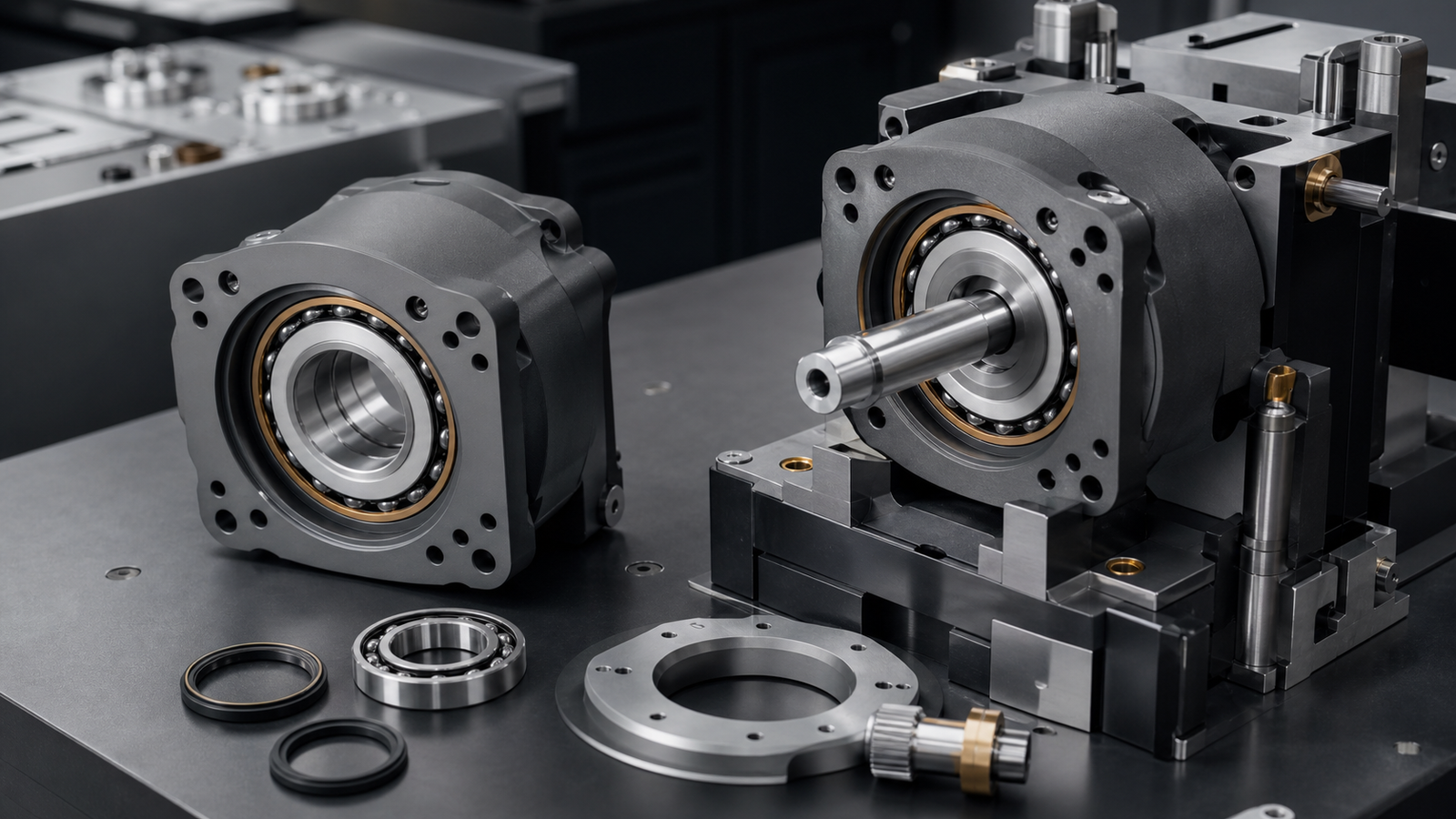 Precision gearbox housings and bearing assemblies prepared for engineering validation