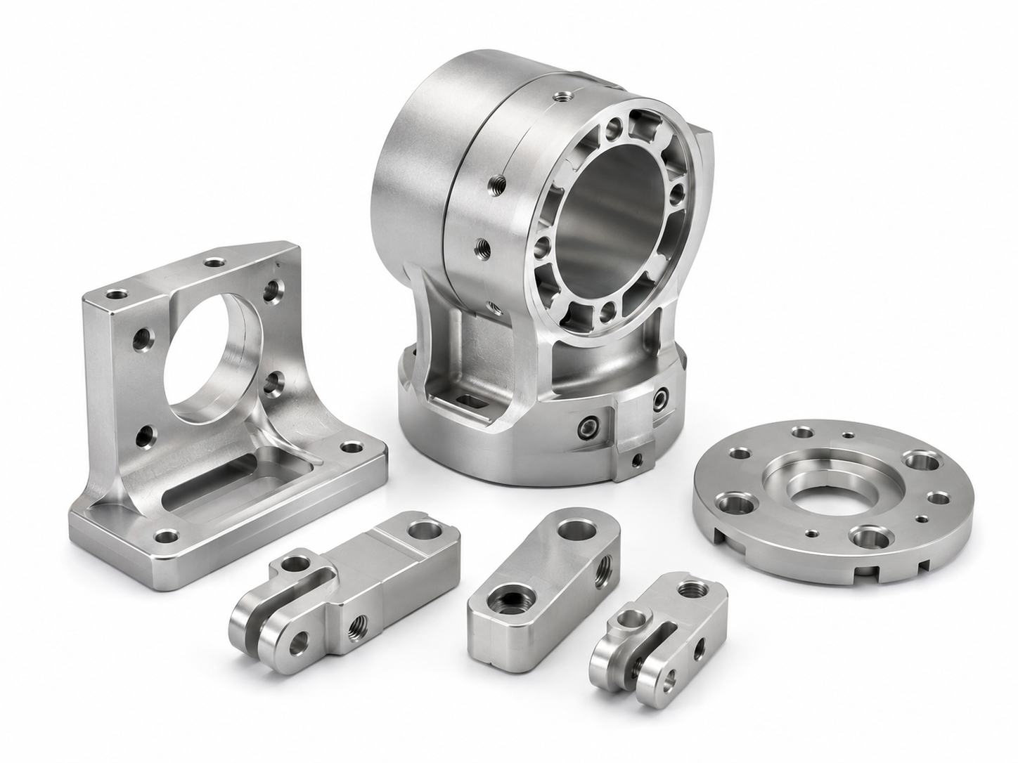 CNC-machined robot joint housing and related aluminum components